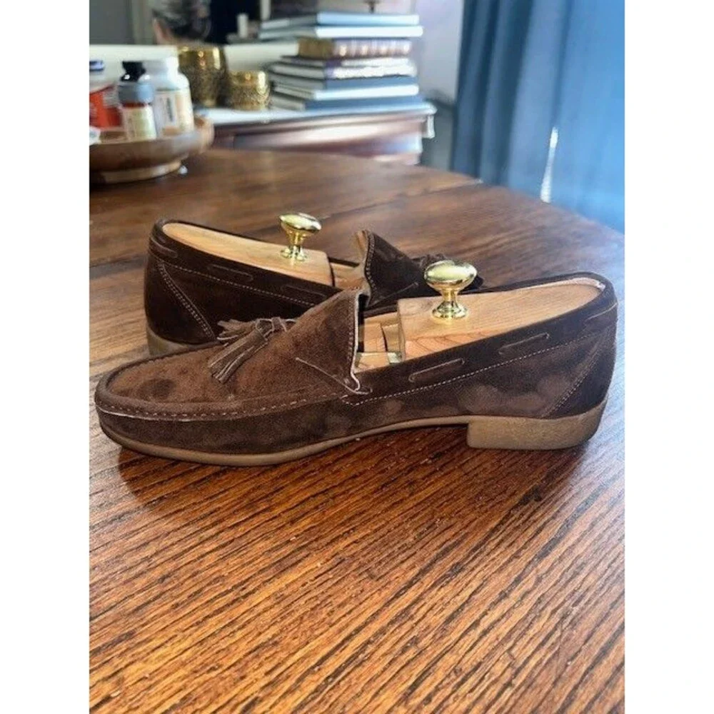 Bally “Carmel” Chocolate Brown Suede Tassel Loafers Men’s Size 9M